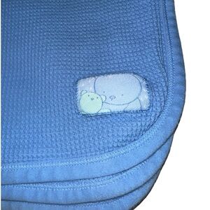VTG Y2K Tykes Carters Baby Blanket Blue Bear Thermal Waffle Weave Cotton